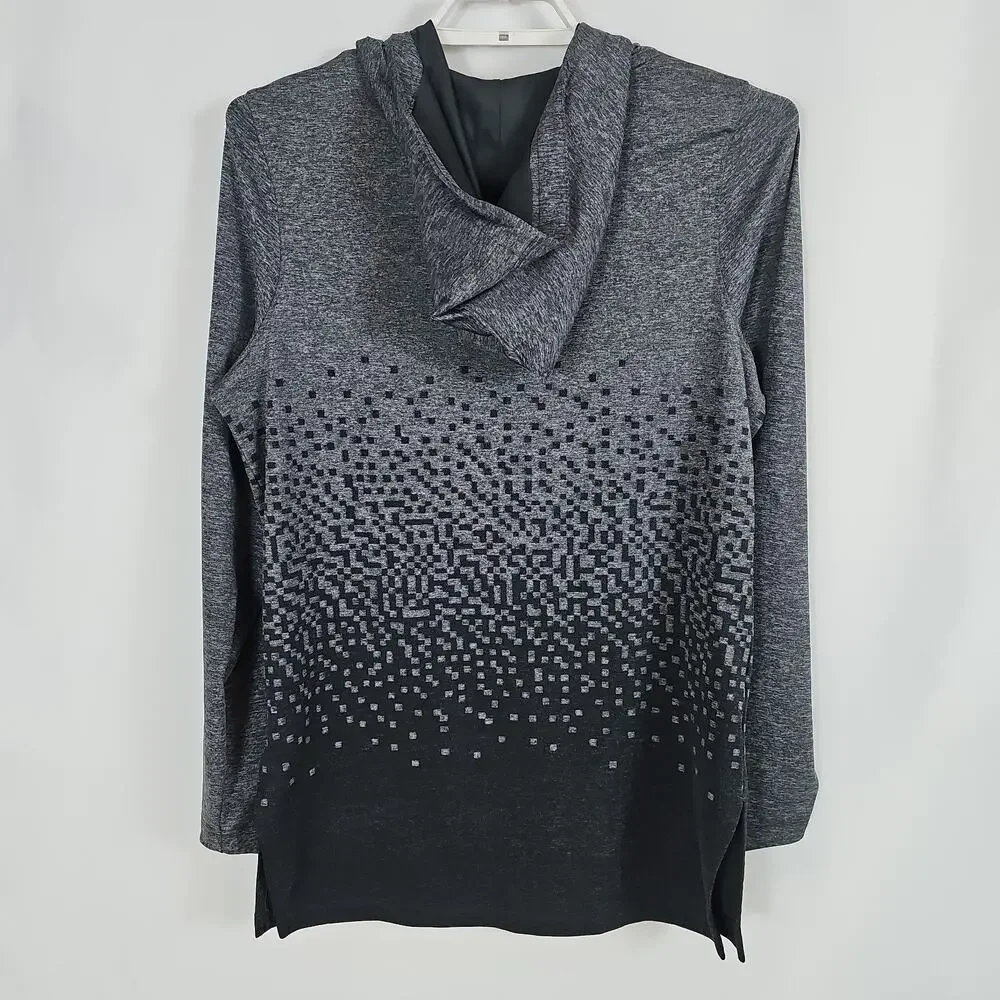 LeBron James + Nike Gray Ombre Pixel Long Sleeve Tee, Cowl Neck, Hoodie Small